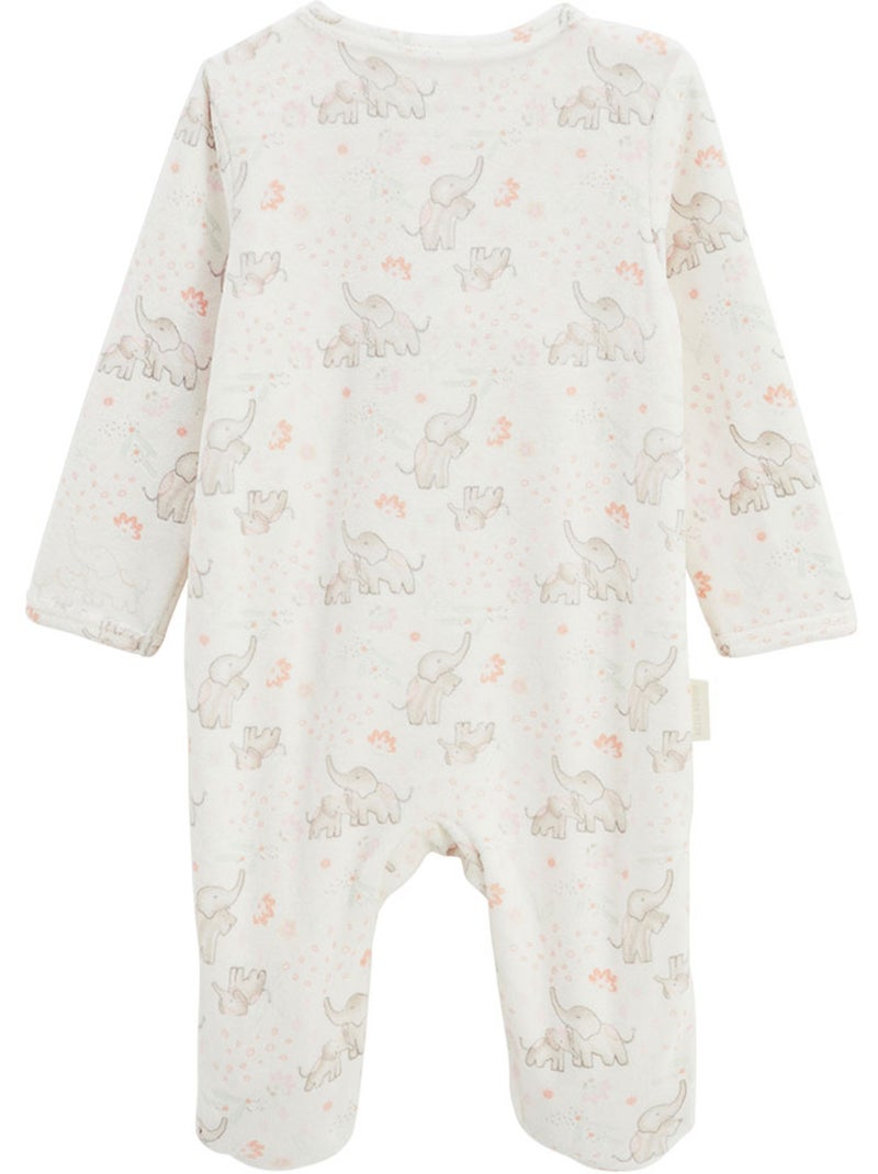 Pyjama bébé en velours ouverture pont Badian Ecru - Kiabi