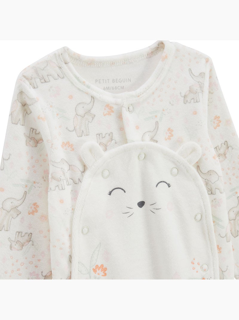 Pyjama bébé en velours ouverture pont Badian Ecru - Kiabi