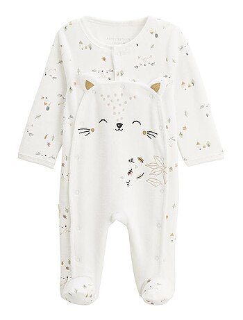 Pyjama bébé en velours ouverture pont Bisous