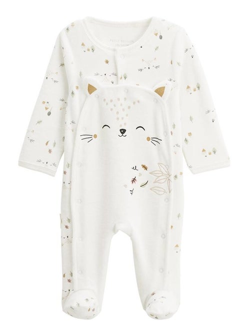 Pyjama bébé en velours ouverture pont Bisous - Kiabi