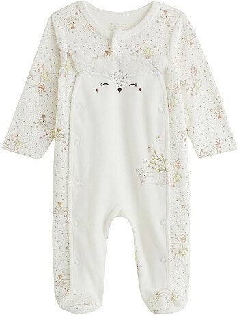 Pyjama bébé en velours ouverture pont doucette
