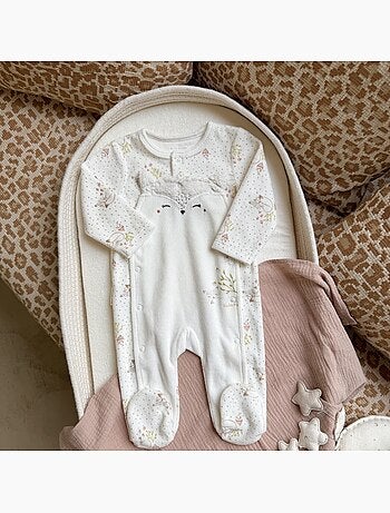 Pyjama bébé en velours ouverture pont doucette