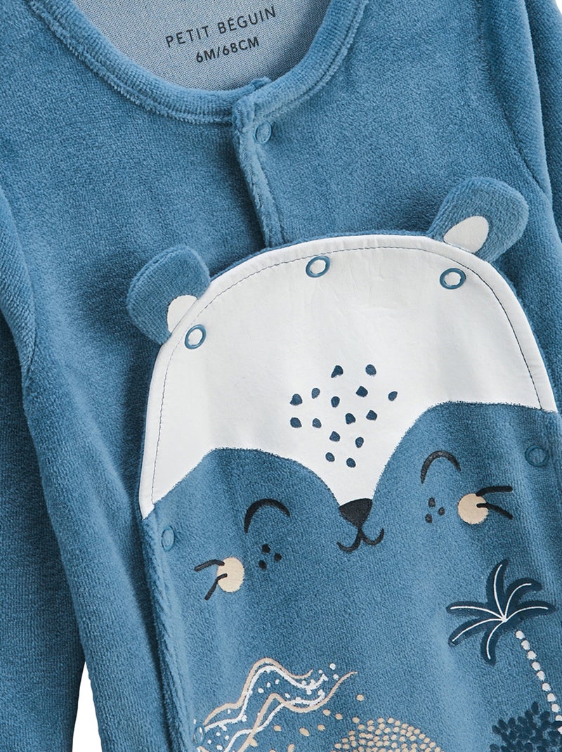 Pyjama bébé en velours ouverture pont Dune Valley Bleu - Kiabi