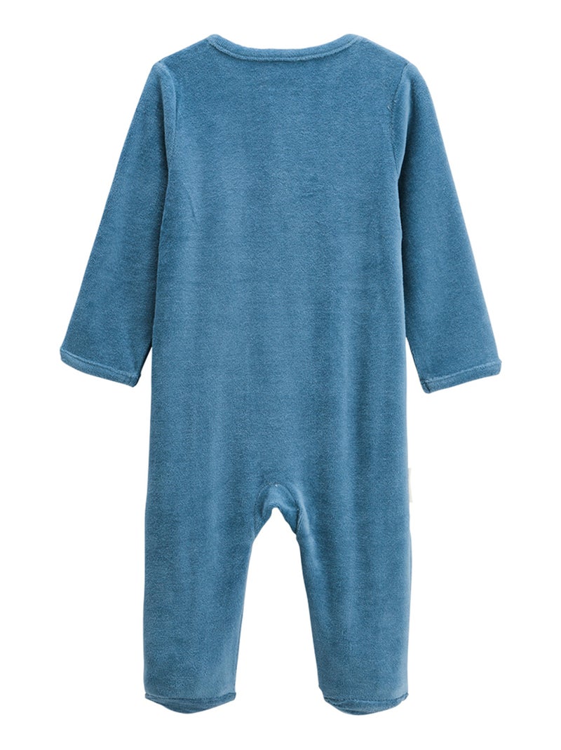 Pyjama bébé en velours ouverture pont Dune Valley Bleu - Kiabi