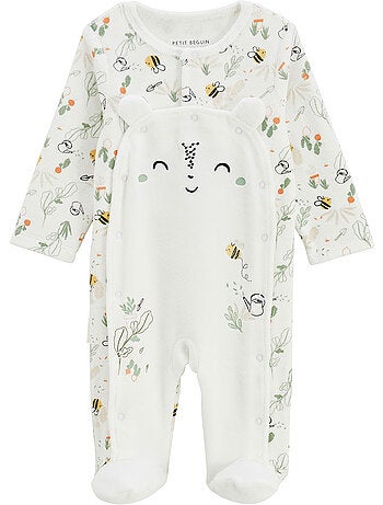 Pyjama bébé en velours ouverture pont Eden