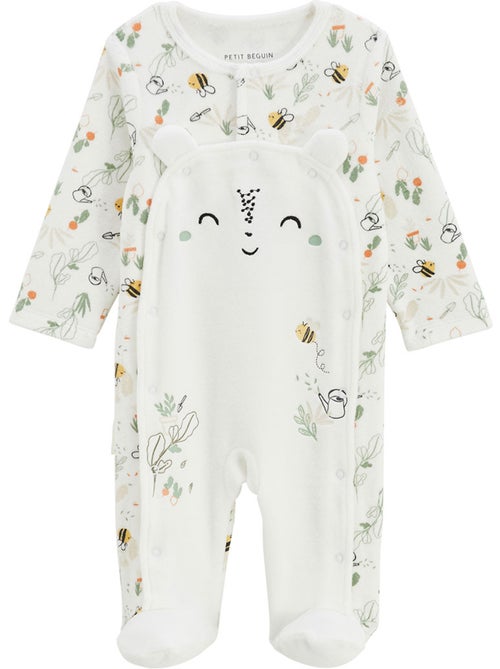 Pyjama bébé en velours ouverture pont Eden - Kiabi