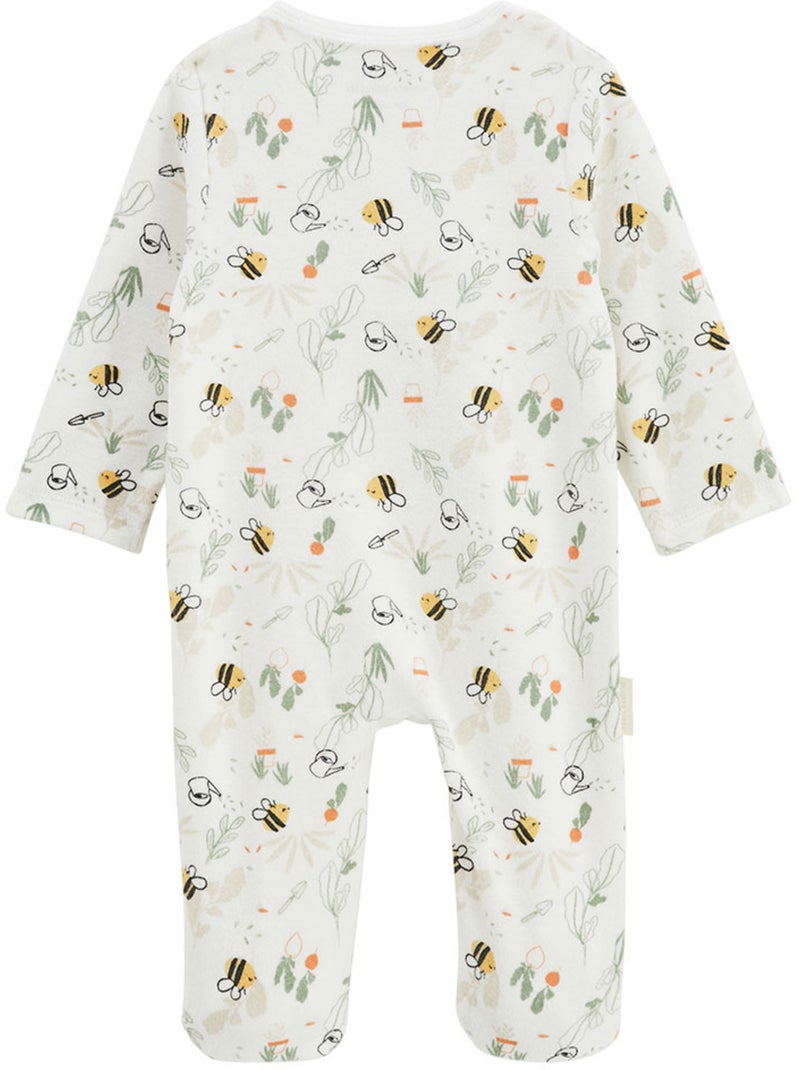 Pyjama bébé en velours ouverture pont Eden Beige - Kiabi