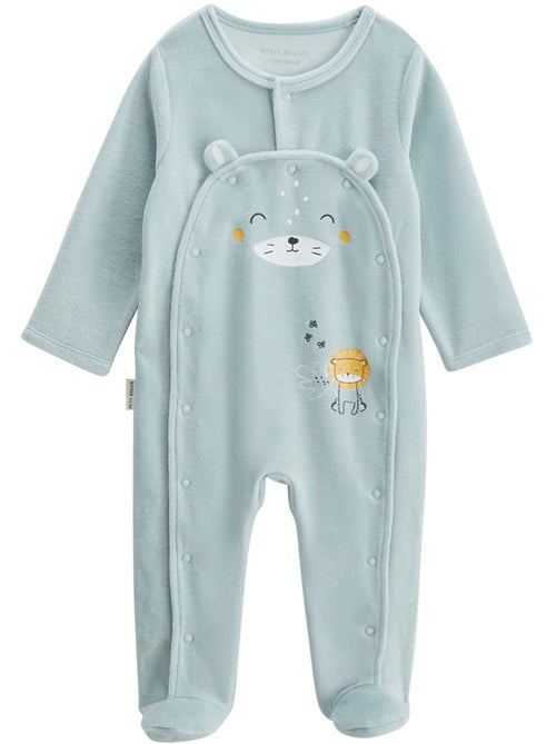 Pyjama bébé en velours ouverture pont Elio - Kiabi