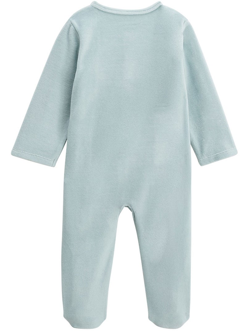 Pyjama bébé en velours ouverture pont Elio Bleu - Kiabi