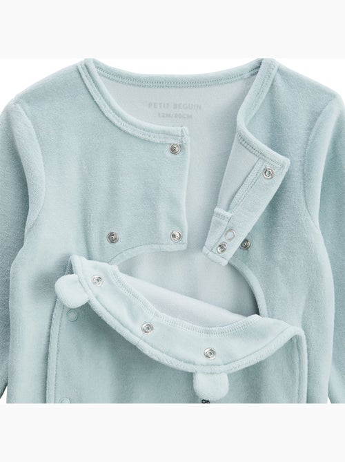 Pyjama bébé en velours ouverture pont Elio - Kiabi