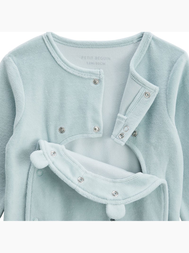 Pyjama bébé en velours ouverture pont Elio Bleu - Kiabi