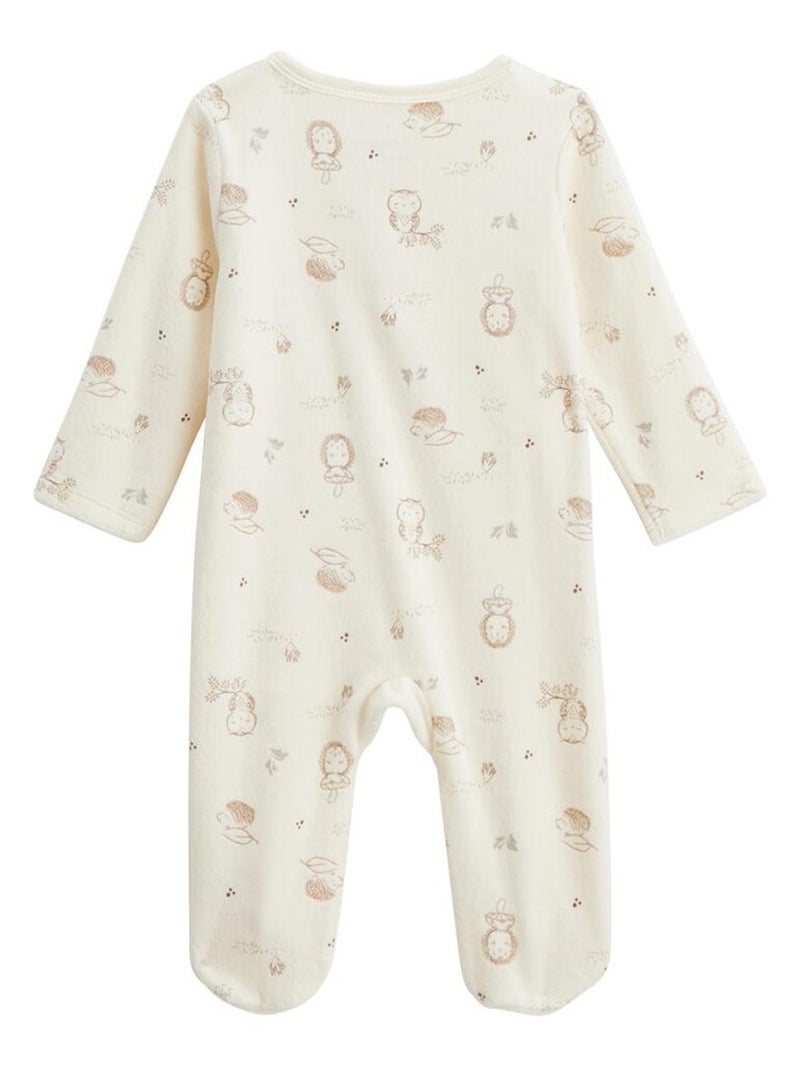 Pyjama bébé en velours ouverture pont Envolée de bisous Beige - Kiabi