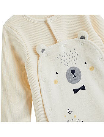 Pyjama bébé en velours ouverture pont flocon