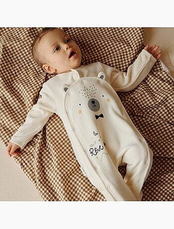 Pyjama bébé en velours ouverture pont flocon