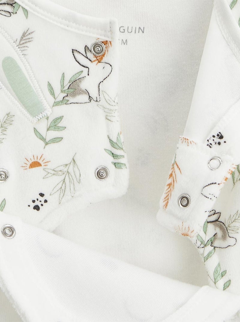 Pyjama bébé en velours ouverture pont Frimousse Ecru - Kiabi