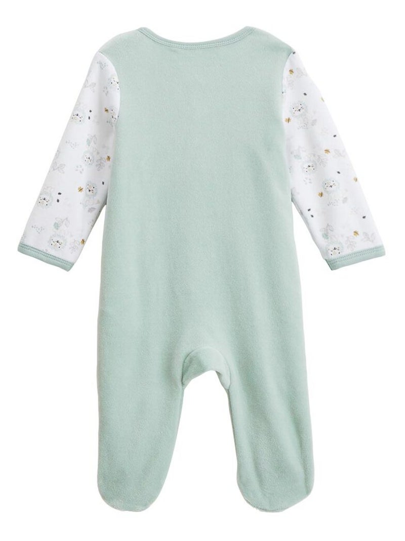 Pyjama bébé en velours ouverture pont Kenya Vert - Kiabi
