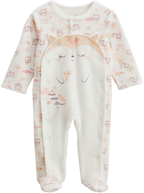 Pyjama bébé en velours ouverture pont Louison - Kiabi