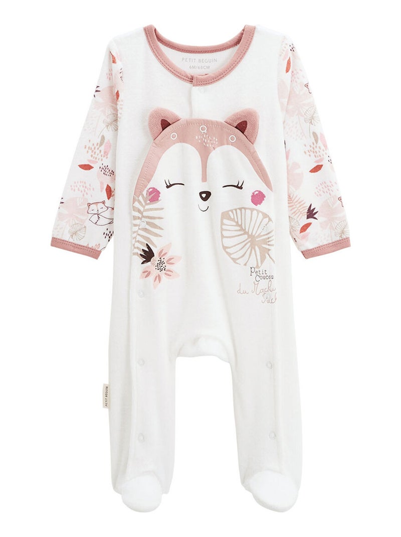 Pyjama bébé en velours ouverture pont Machu Picchu Rose - Kiabi