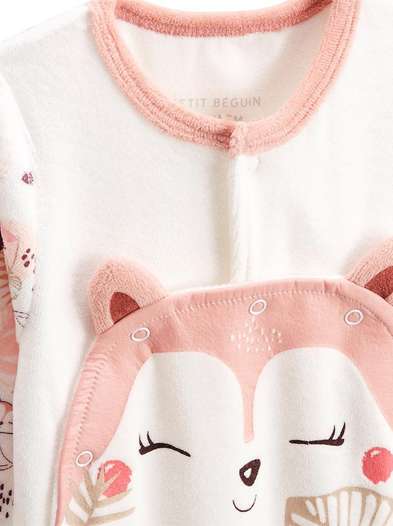 Pyjama bébé en velours ouverture pont Machu Pichu Rose - Kiabi