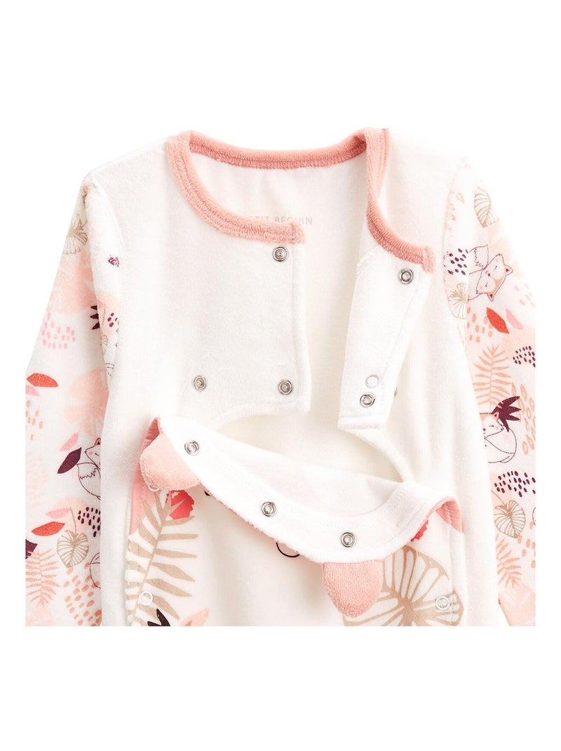 Pyjama bébé en velours ouverture pont Machu Pichu Rose - Kiabi