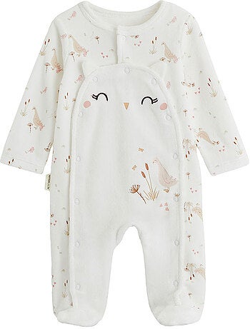 Pyjama bébé en velours ouverture pont margot