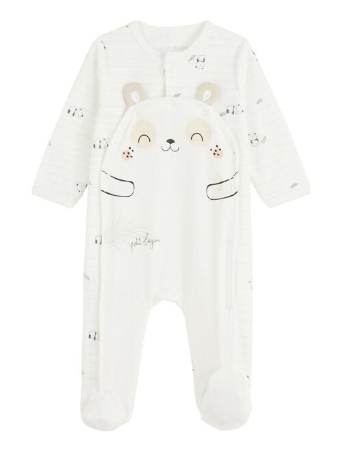 Pyjama bébé en velours ouverture pont Mini Panda - Kiabi