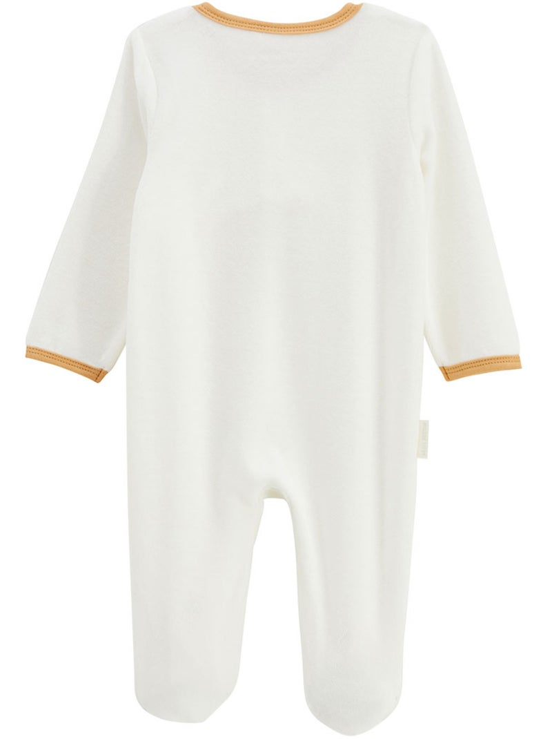 Pyjama bébé en velours ouverture pont Mini Rêve Ecru - Kiabi
