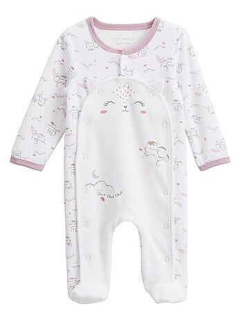 Pyjama bébé en velours ouverture pont Miss Chatchatchat