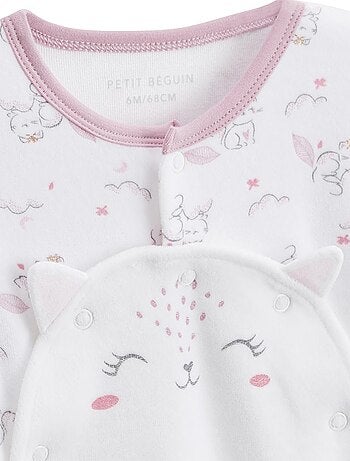 Pyjama bébé en velours ouverture pont Miss Chatchatchat