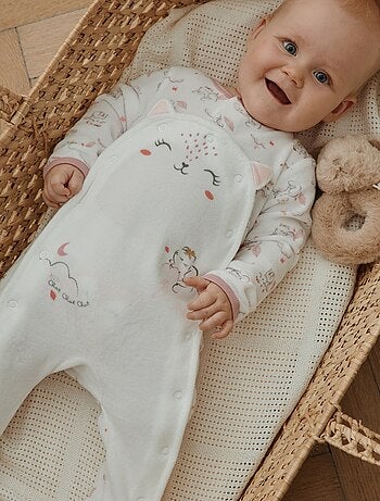 Pyjama bébé en velours ouverture pont Miss Chatchatchat