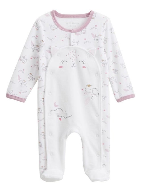 Pyjama bébé en velours ouverture pont Miss Chatchatchat - Kiabi