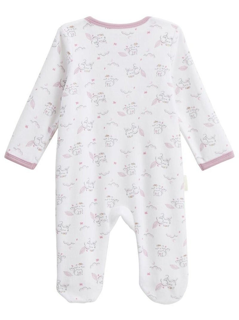 Pyjama bébé en velours ouverture pont Miss Chatchatchat Ecru - Kiabi