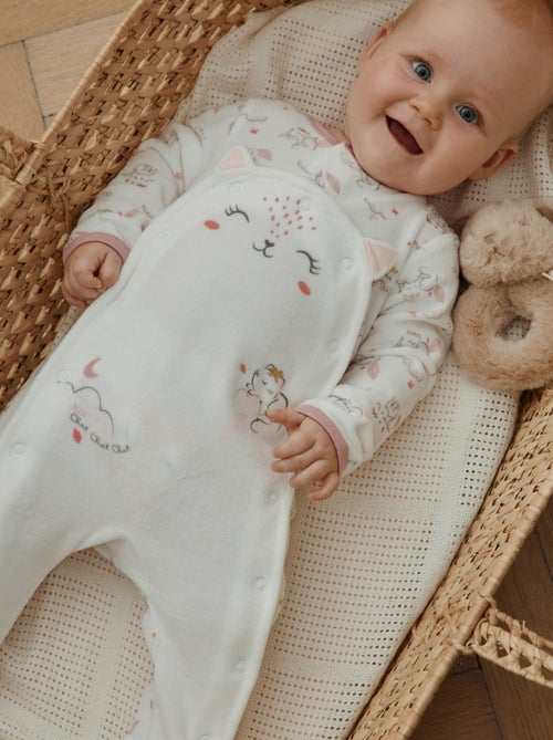 Pyjama bébé en velours ouverture pont Miss Chatchatchat - Kiabi