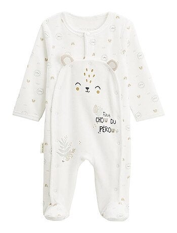 Pyjama bébé en velours ouverture pont Mon Petit Chou du Pérou