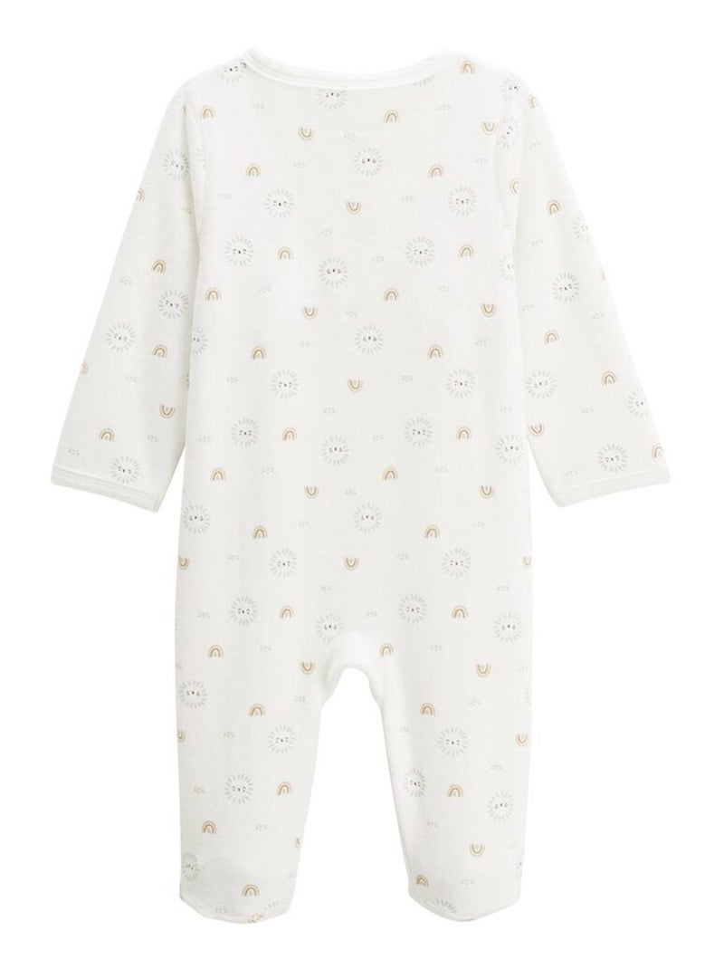 Pyjama bébé en velours ouverture pont Mon Petit Chou du Pérou Ecru - Kiabi