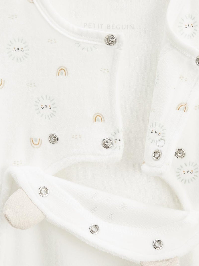 Pyjama bébé en velours ouverture pont Mon Petit Chou du Pérou Ecru - Kiabi