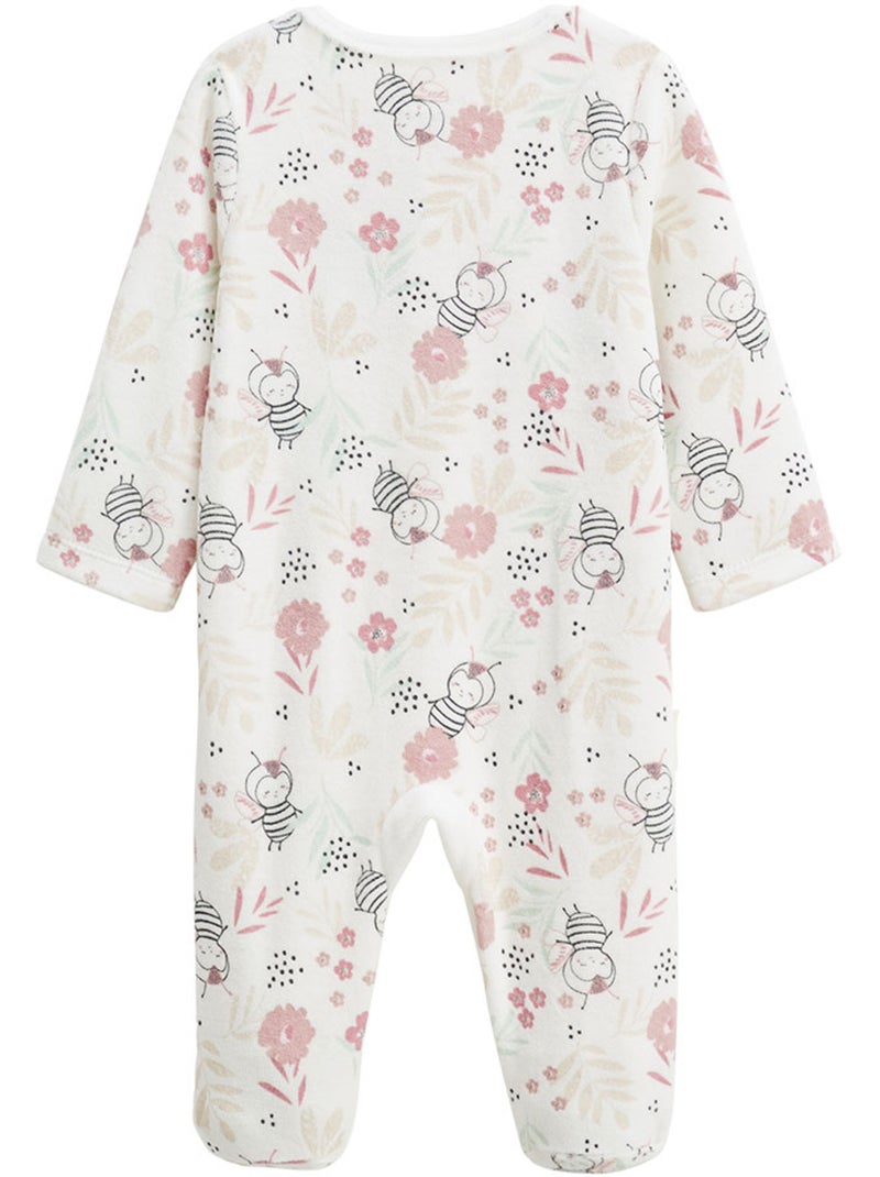 Pyjama bébé en velours ouverture pont Mya Ecru - Kiabi