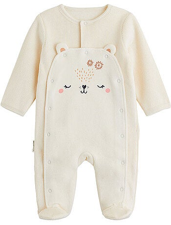 Pyjama bébé en velours ouverture pont neige