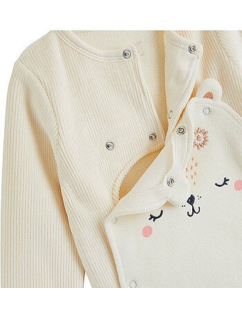 Pyjama bébé en velours ouverture pont neige