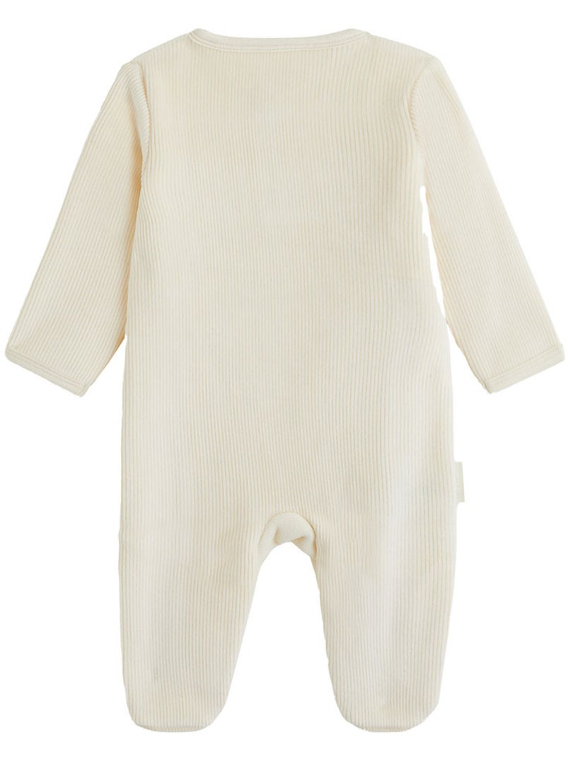 Pyjama bébé en velours ouverture pont neige Ecru - Kiabi