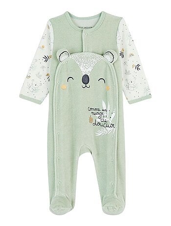 Pyjama bébé en velours ouverture pont Nuage