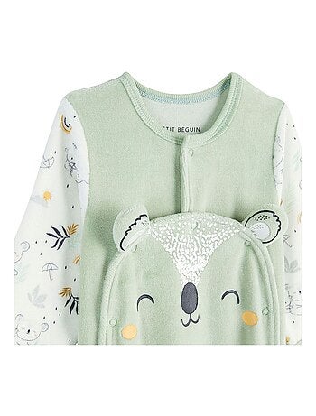Pyjama bébé en velours ouverture pont Nuage