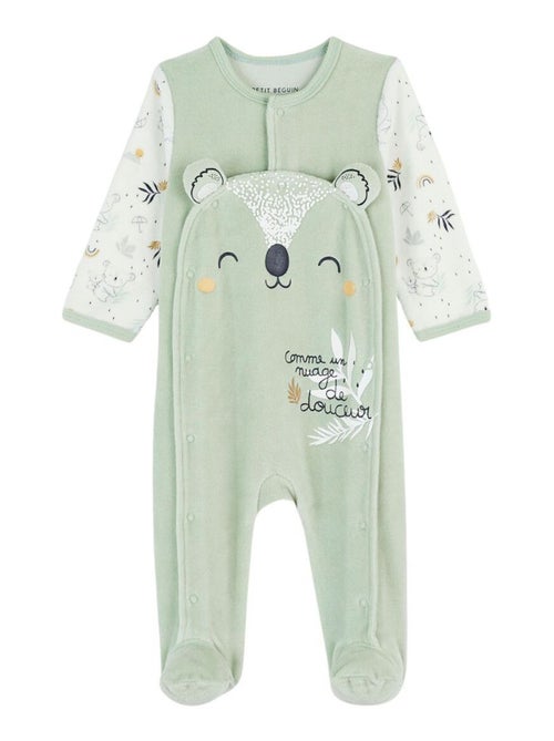 Pyjama bébé en velours ouverture pont Nuage - Kiabi