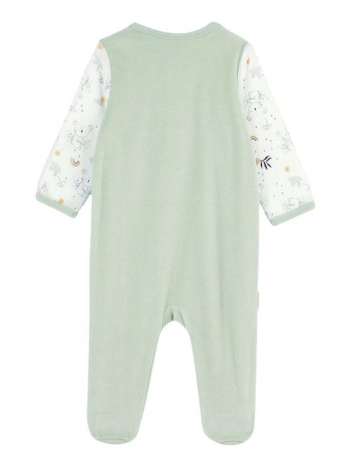Pyjama bébé en velours ouverture pont Nuage - Kiabi