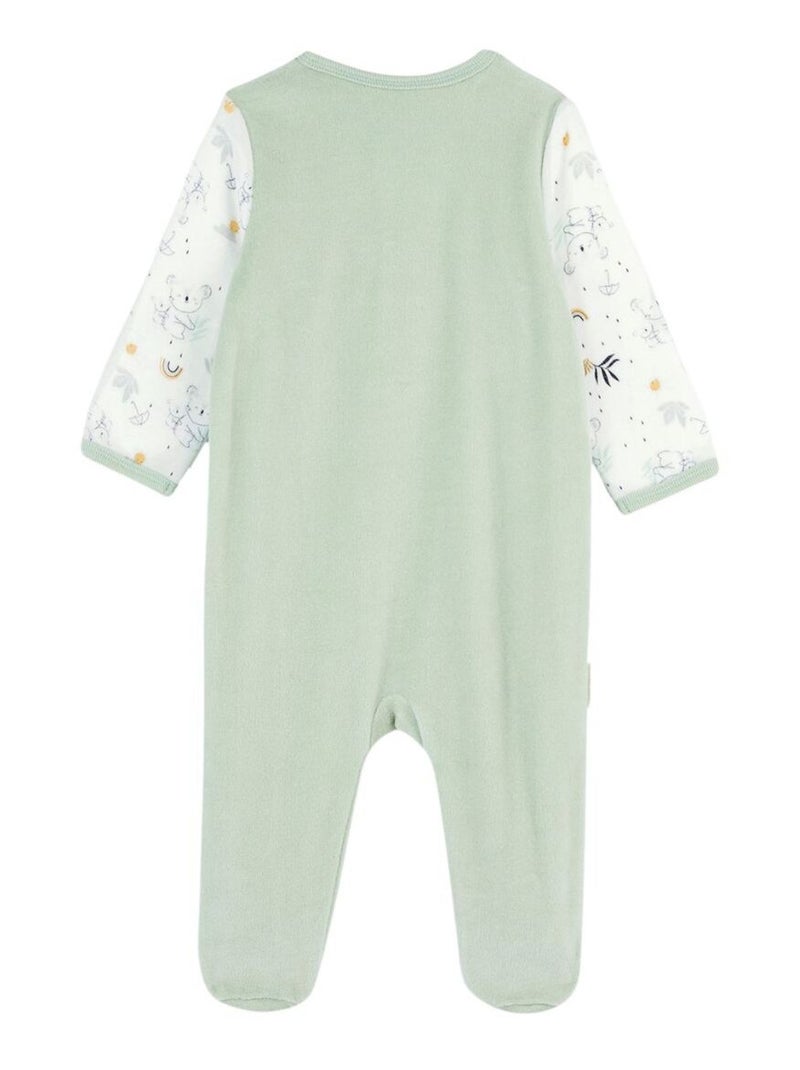 Pyjama bébé en velours ouverture pont Nuage Vert - Kiabi