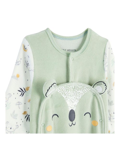 Pyjama bébé en velours ouverture pont Nuage - Kiabi