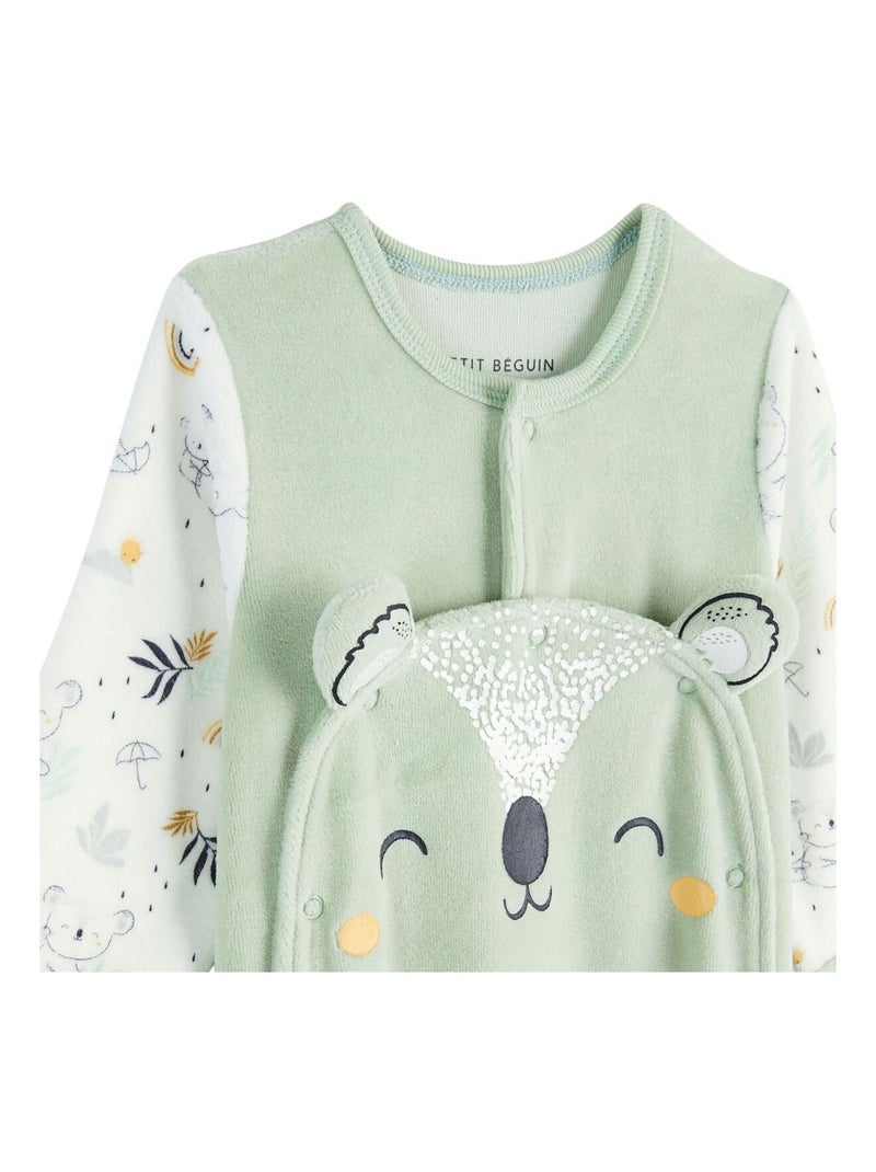 Pyjama bébé en velours ouverture pont Nuage Vert - Kiabi