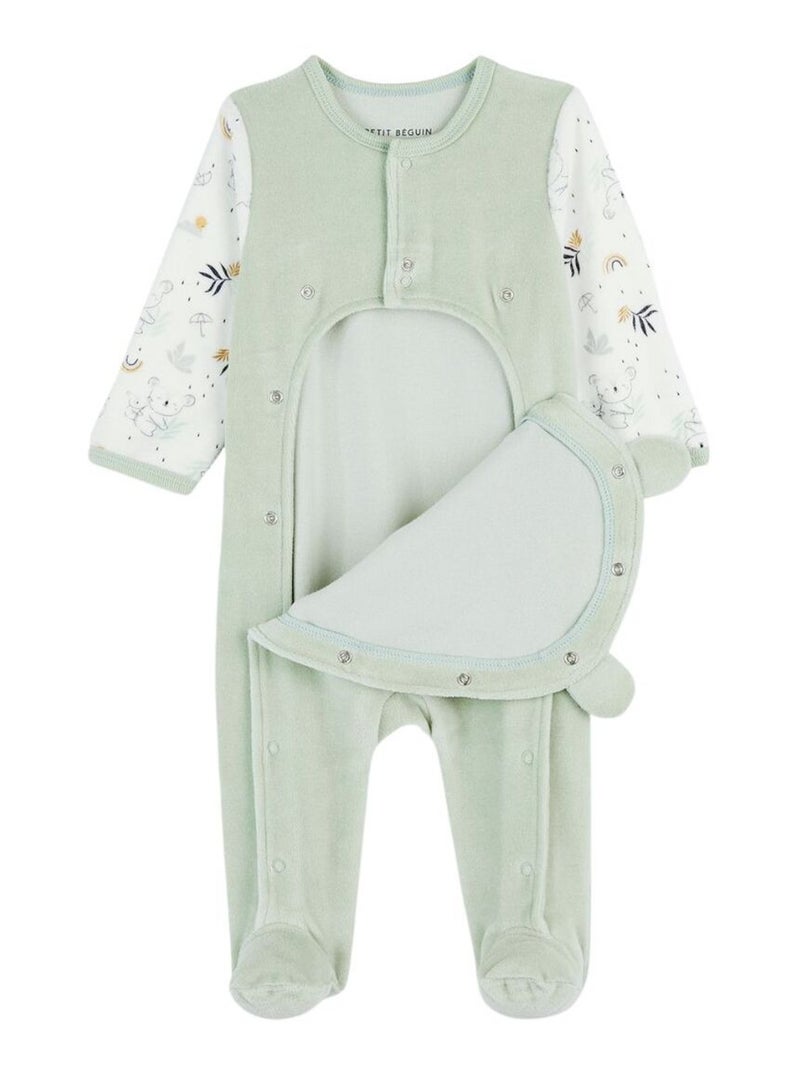 Pyjama bébé en velours ouverture pont Nuage Vert - Kiabi