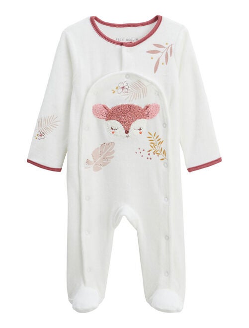 Pyjama bébé en velours ouverture pont Oona - Kiabi