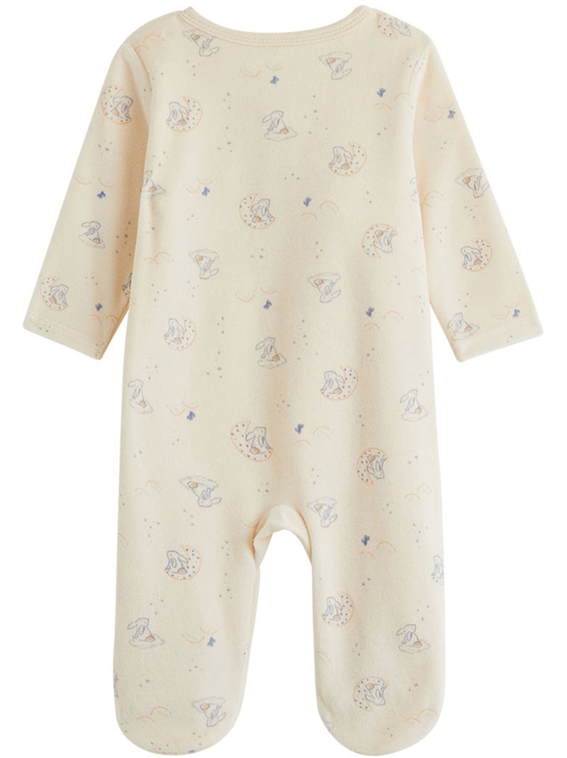 Pyjama bébé en velours ouverture pont voix lactée Ecru - Kiabi